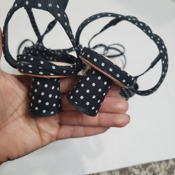 Loeffler Randall Leia Polka Dot Ankle Wrap Low Heel Sandals Size 8.5 B - Picture 9 of 13